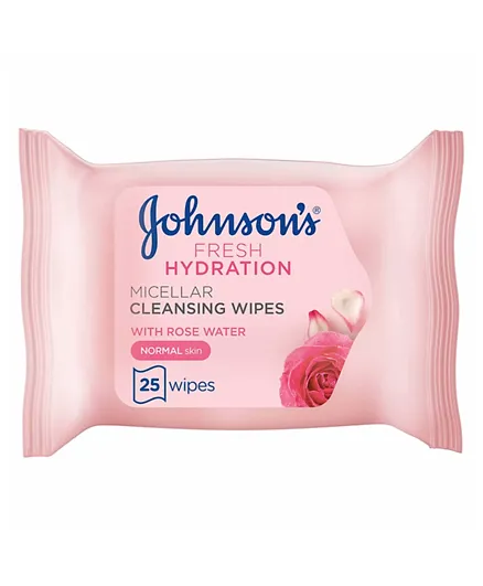 Johnson & Johnson Fresh Hydration Micellar Cleansing Face Wipes for Normal Skin - 25 Wipes