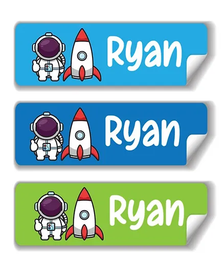 Twinkle Hands Personalized Waterproof Labels Astronaut Spaceship - 30 Pieces