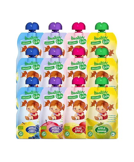 Healthy Eva Organic Puree Pack of 12 1080g - Assorted Flavors