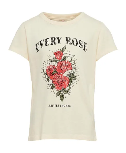 Only Kids Every Rose Has Its Thorns T-Shirt - Off White