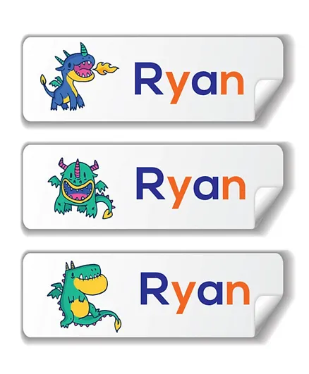 Twinkle Hands Personalized Waterproof Labels Dragons - 30 Pieces