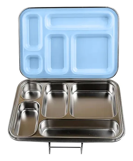 بونجور صندوق الغداء الفولاذ المقاوم للصدأ ذو 5 أقسام - أزرق