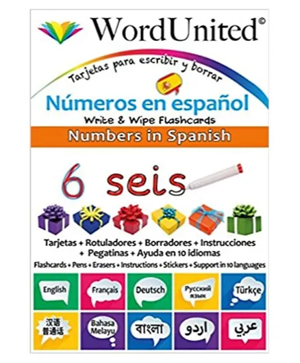 Word United Numbers In Spanish- Write & Wipe Flash Cards - 58 Pages