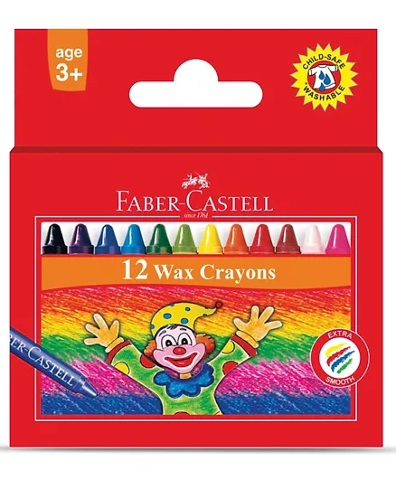 Faber Castell Round Wax Crayons - 12 Pieces