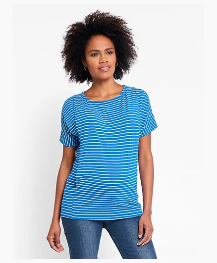 جوجو مامان بيبي قميص الحمل والرضاعة بتصميم مخطط - أزرق