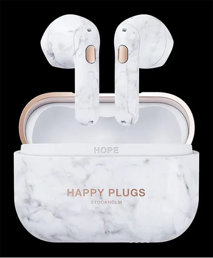 Happy Plugs Hope True Wireless In-Ear Headphones - White Marble