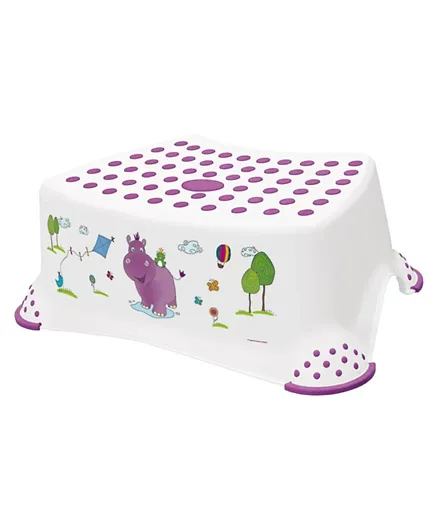 Keeeper Step Stool With Anti-Slip Function Hippo Print - White