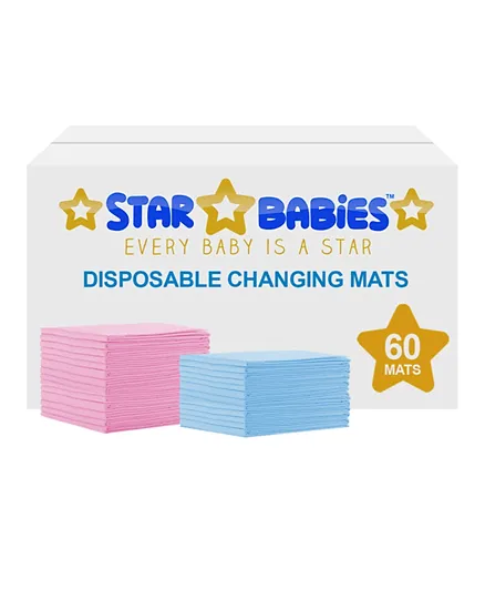 Star Babies Disposable Changing Mats Pack of 60 - White/Lavender