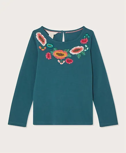 Monsoon Children Floral Embroidered T-shirt - Teal