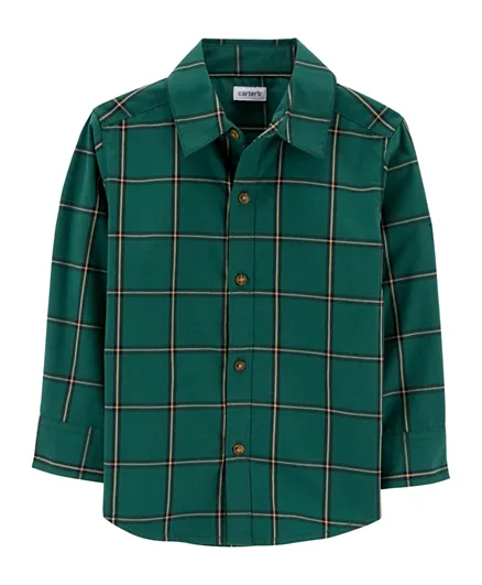 Carter's Plaid Twill Button-Front Shirt - Green