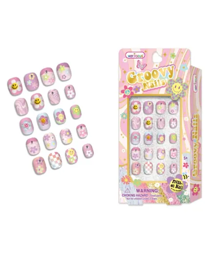Hot Focus Groovy Flower Groovy Nails - 20 Pieces