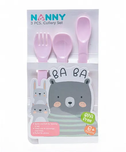 Uniq Kidz Nanny Cutlery Set Pink - 2 Pieces
