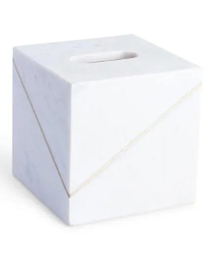 PAN Home Laila Marble Tissue Box Cover - White