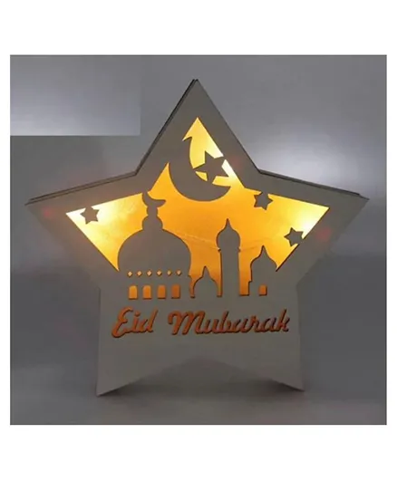 Brain Giggles Eid Mubarak Wooden  Light Decorations - Yellow