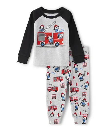 The Children's Place Fire Truck Dog Snug Fit Pyjama Set - Multicolor