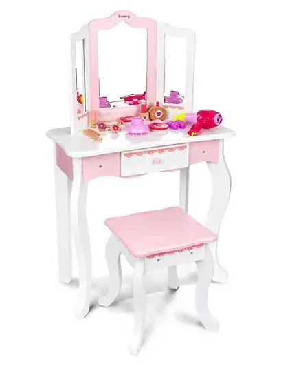UKR Dressing Table Pink with Accessories Set - 13 Pieces
