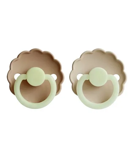 FRIGG Daisy Silicone Baby Pacifier 2-Pack Cream Night/Croissant Night - Size 1