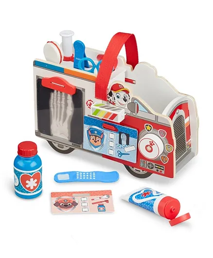 Melissa & Doug Paw Patrol Marshall's Wooden Rescue Caddy - 14 Pieces