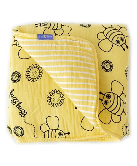 Milk&Moo Buzzy Bee Fiber Filled Muslin Baby Blanket - Yellow