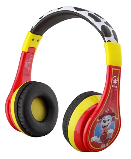 سماعات رأس بلوتوث لاسلكية آمنة للأطفال من كيد ديزاين، باو باترول، مارشال - أحمر