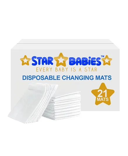 Star Babies Disposable Diaper Changing Mats Pack of 21 - White