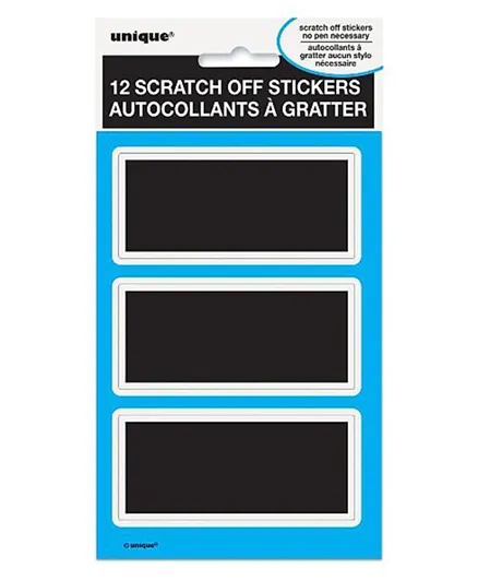 Unique Scratch Off Stickers Pack of 12 - Black