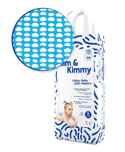 Kim & Kimmy Little Clouds Diapers Size 5 - 44 Pieces