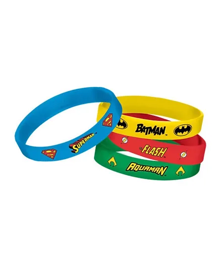 Party Centre Batman Justice League Heroes Unite Rubber Bracelets Assorted - 4 Pieces