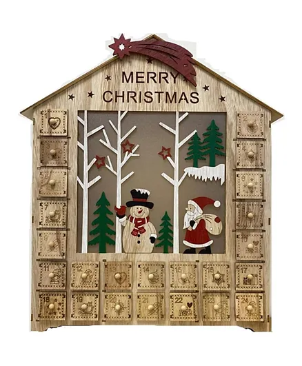 تقويم برين جيجلز لعيد الميلاد الخشبي مع بيوت مضيئة LED