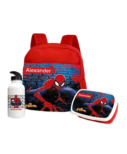 Essmak Marvel Spiderman Personalized Backpack Set Red - 11 Inches