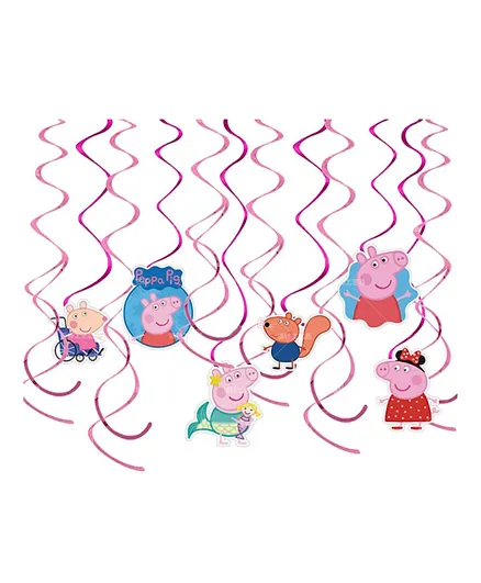LAFIESTA Peppa Pig Swirls Hanging Decorations - 18 Pieces