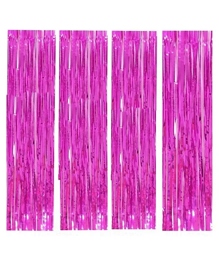 Highlands Pink Metallic Foil Fringe Curtain - Pack of 4