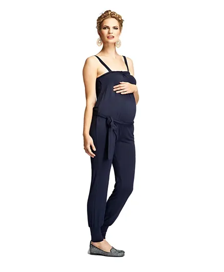 Mums & Bumps - Slacks & Co. Jersey Maternity Jumpsuit - Navy