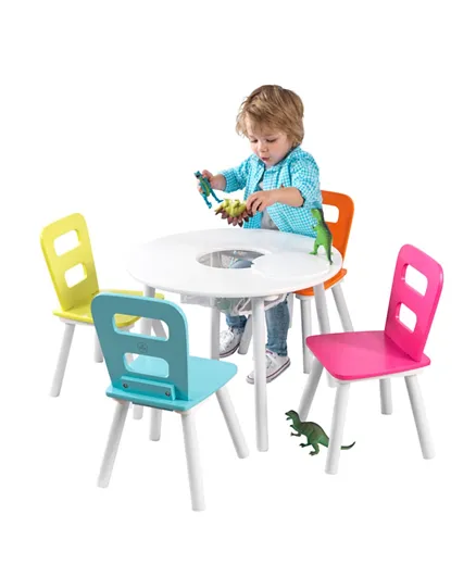 Kidkraft Round Storage Table & 4 Chair Set - Multicolor
