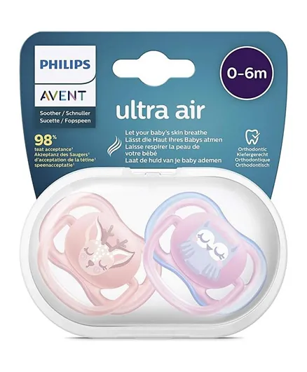 Philips Avent Ultra Air Pacifier Pack of 2 - Assorted