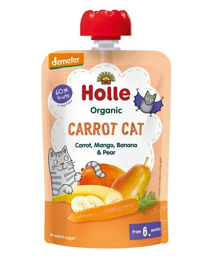 Holle Carrot Cat -  Carrot, Mango, Banana & Pear   Pouch - 100g