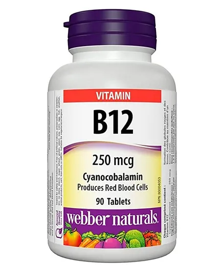 WEBBER NATURALS  Vitamin B12 Cyano 250MG - 90 Tablets