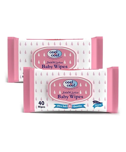 Cool & Cool Baby Wipes Twin Pack - 80 Wipes