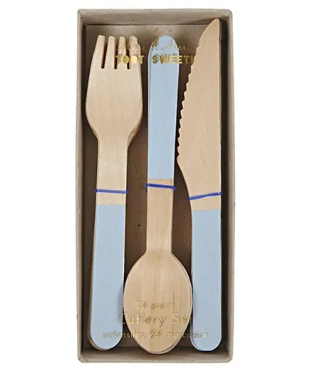 Meri Meri Soft  Wooden Cutlery Set Blue - Pack of 24