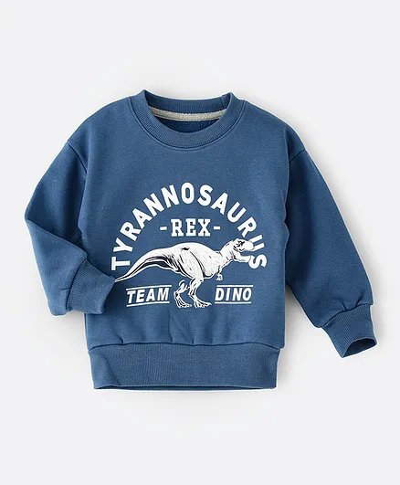 Babyqlo T-Rex Graphic Crew Neck Sweatshirt - Blue
