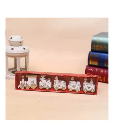 Factory Price Angellas Special Wooden Christmas Toddler Toy Train 5 Piece Set - White