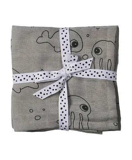 Done By Deer Swaddle Sea Friends Grey - Pack of 2