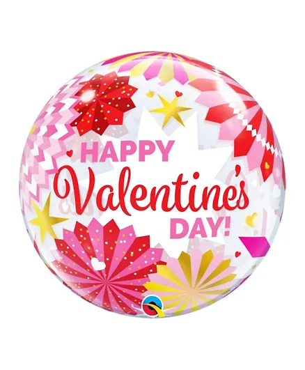 Qualatex Valentine’s Day Paper Fans Bubble Balloon - 22 Inches