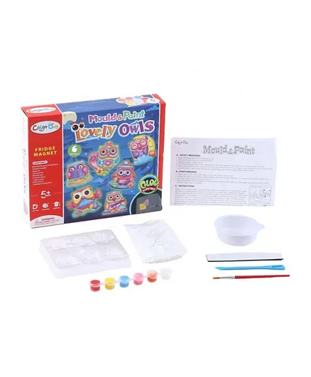 Brain Giggles Glow In The Dark Mould and Paint Night Owl DIY Fridge Magnet Craft Kit
