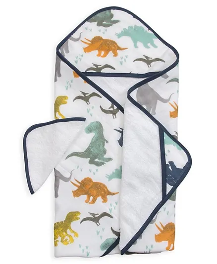 Little Unicorn Hooded Towel & Washcloth Set Dino Friends - Multicolour