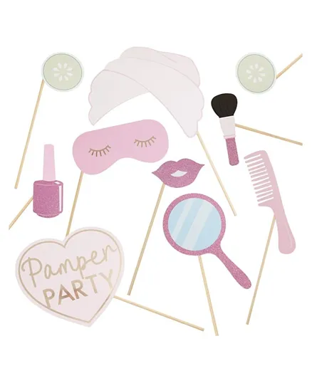 Ginger Ray Pink Glitter and Foiled Photo booth Props - 10 Pieces