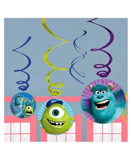 Party Centre Monsters University Swirl Decorations - 6 Pieces