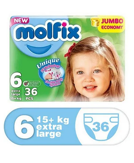 Molfix Jumbo Economy 3D Diaper Extra Large Size 6 - 36 Pieces