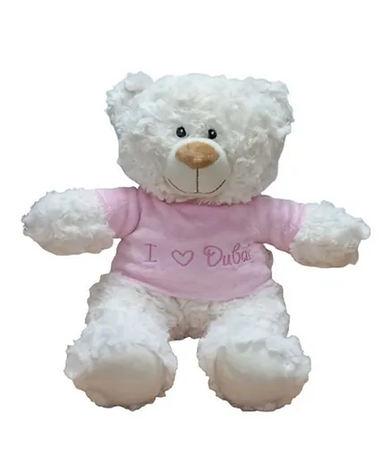 Fay Lawson Cream Bear with I Heart Dubai Velour Hoodie Pink - 38 cm