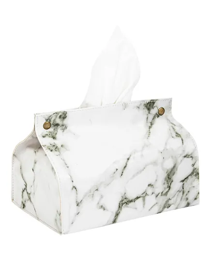 A'ish Home Marble Print Tissue Box - White